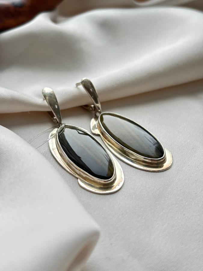 купить Серьги из серебра с тигровым глазом  , фото 3