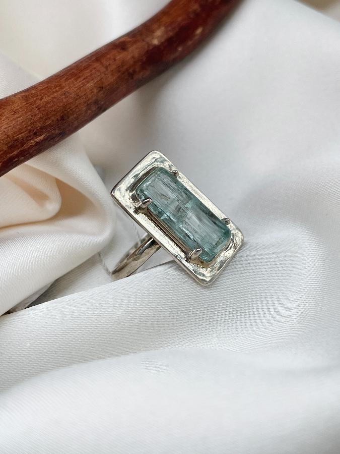 купить Кольцо из серебра с аквамарином,15,5 размер , фото 3