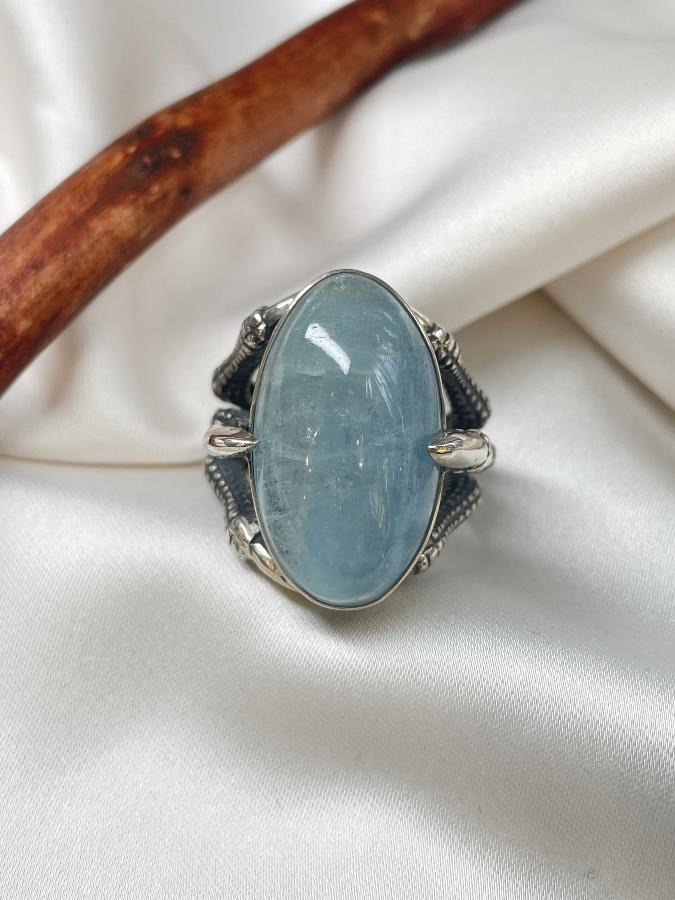 купить Кольцо из серебра с аквамарином,18 размер  , фото 1