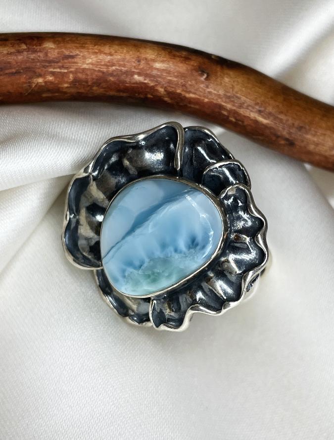 купить Кольцо из серебра с ларимаром,18,5 размер  , фото 1