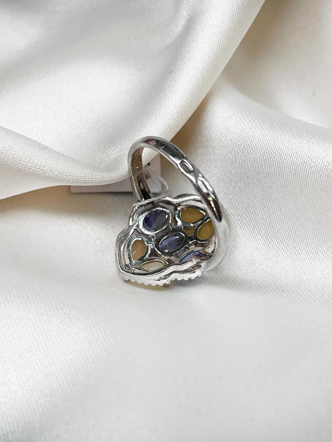 Кольцо из серебра с танзанитом и опалом,18 размер U-2165, фото 5