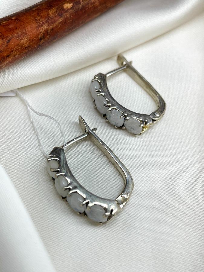 купить Серьги из серебра с лунным камнем  , фото 1