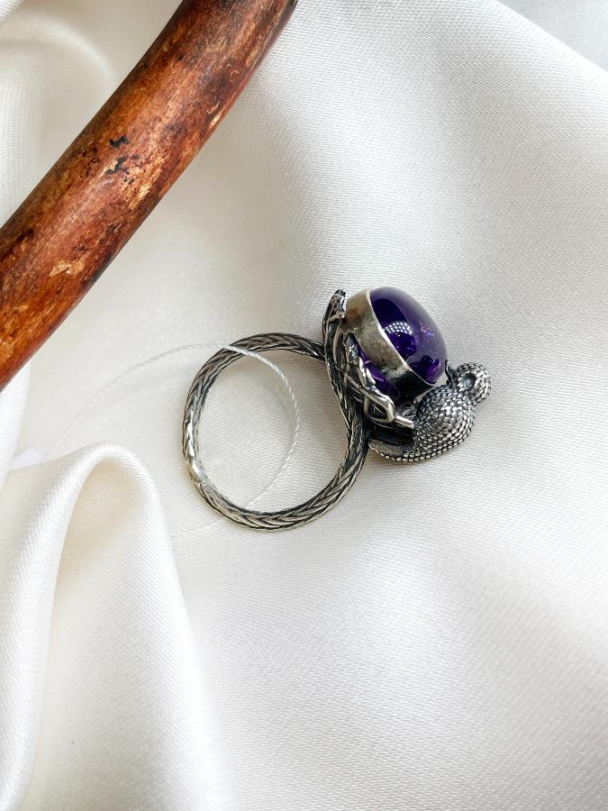 Кольцо из серебра с аметистом, 17 размер  U-1820, фото 5