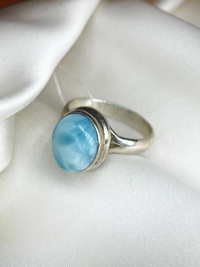 купить Кольцо из серебра с ларимаром,17 размер , фото 1