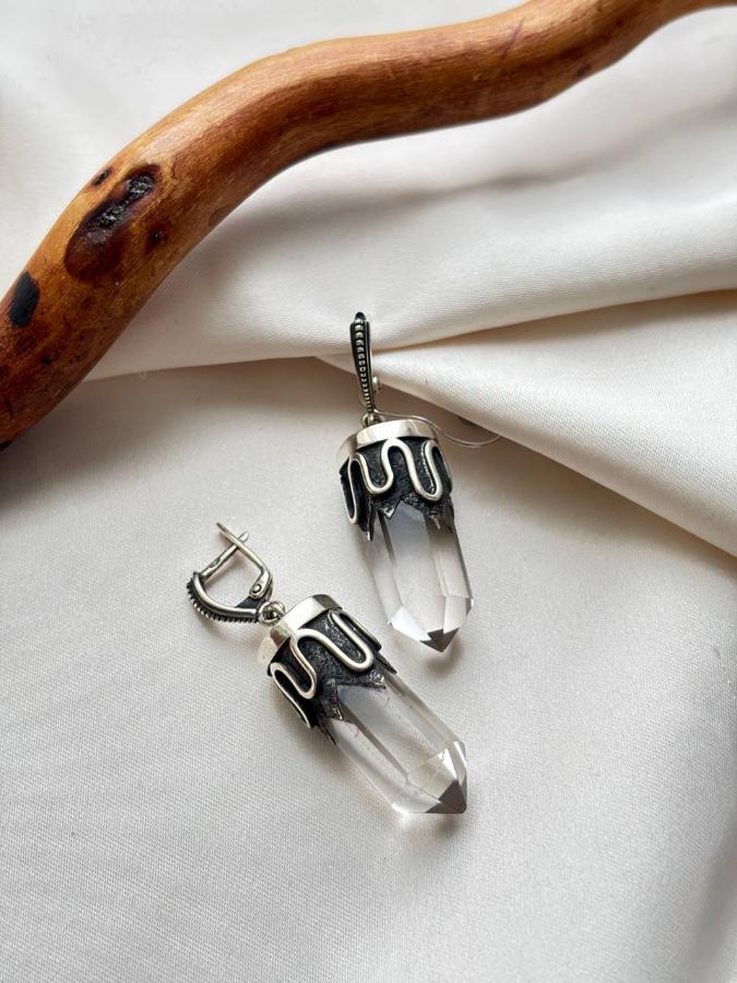 купить Серьги из серебра с горным хрусталем  , фото 1