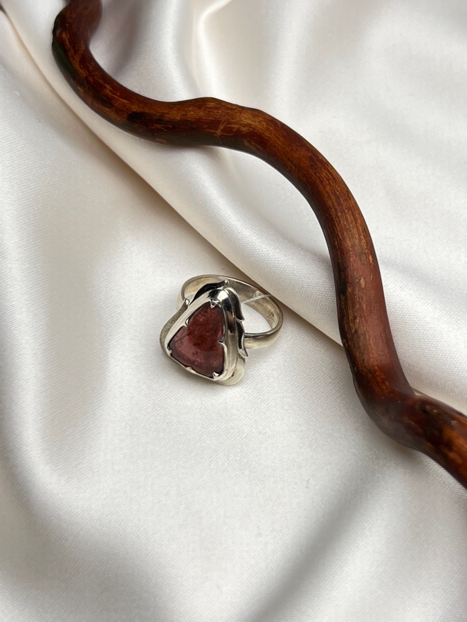 Кольцо из серебра с рубеллитом (розовый турмалин), 17,5 размер U-1532, фото 2