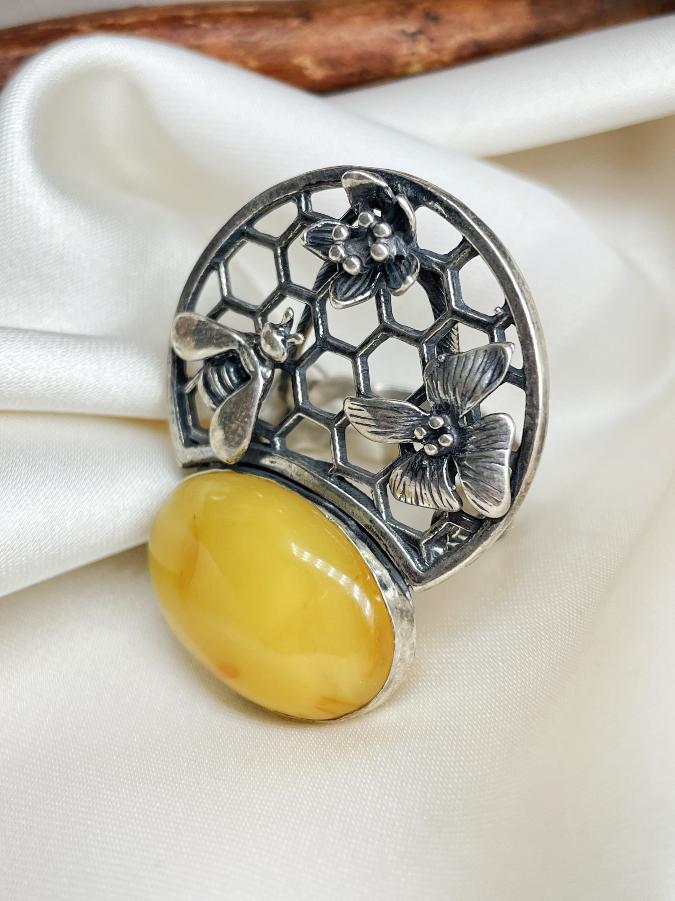 купить Кольцо из серебра с королевским янтарем,19,5 размер , фото 1