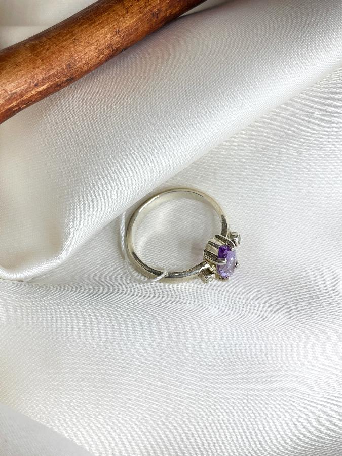 Кольцо из серебра с аметистом,16 размер U-2732, фото 5