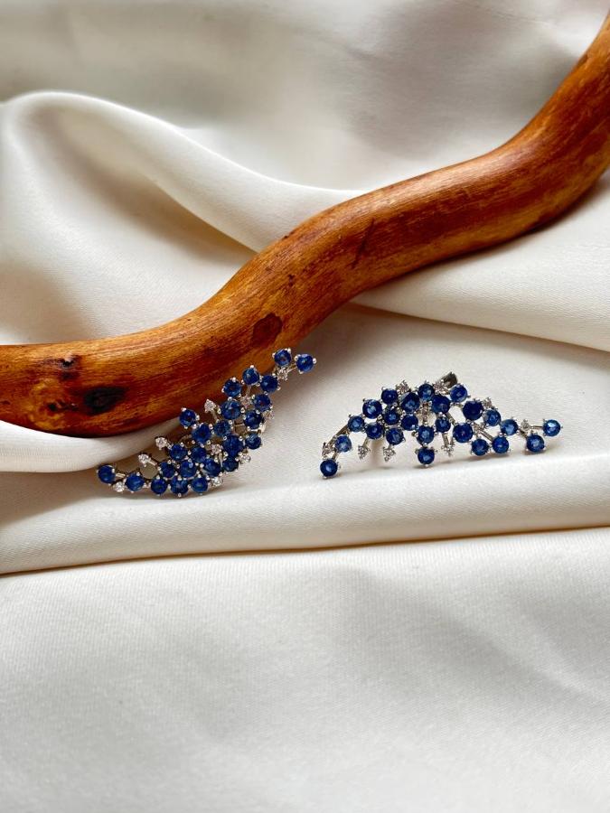 купить Серьги из серебра с сапфирами  , фото 2