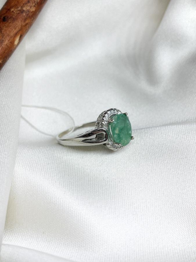 Кольцо из серебра с изумрудом (зеленый берилл), 17,5 размер U-2749, фото 3