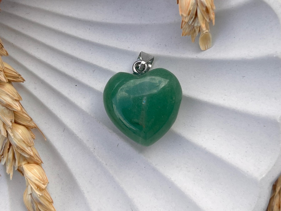 Кулон в форме сердца из зелёного авантюрина KU-0916, фото 1