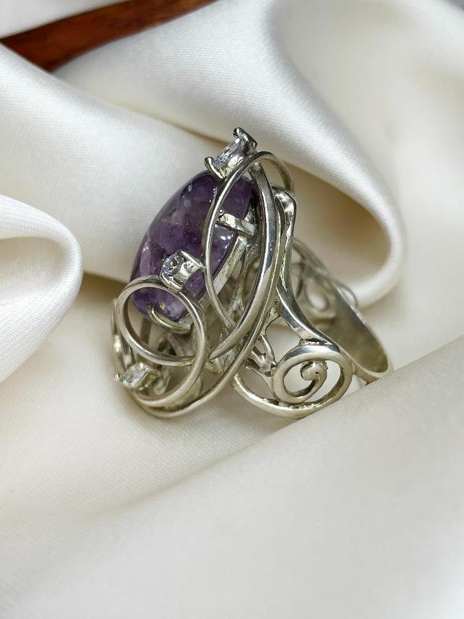 купить Кольцо из серебра с аметистом,19,5 размер  , фото 2