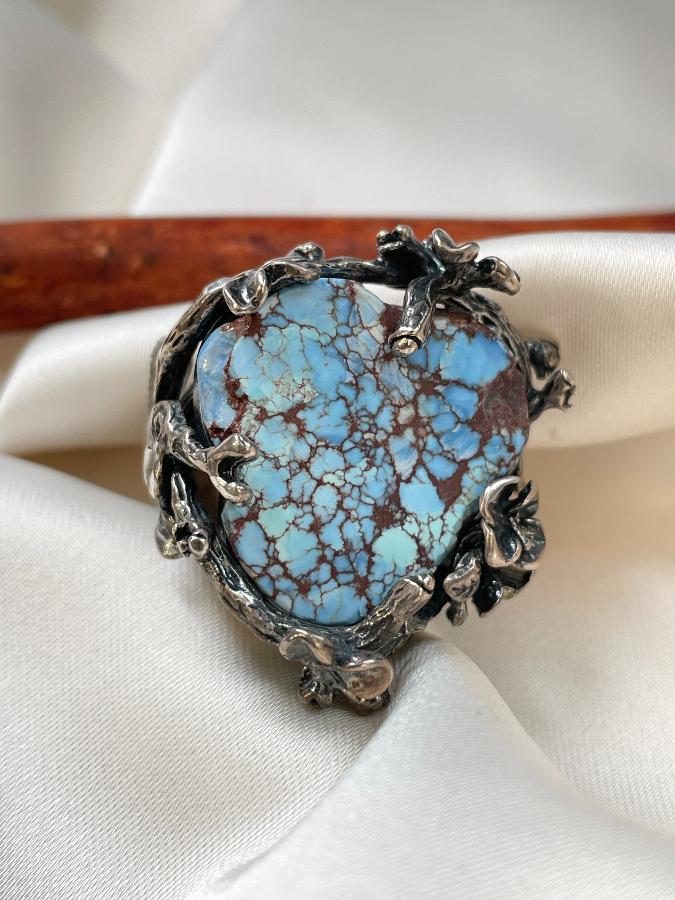Кольцо из серебра с бирюзой, 18,5 размер  U-537, фото 1