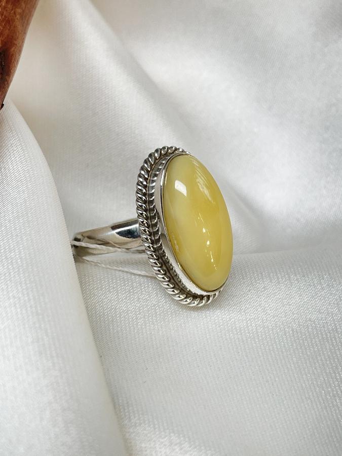 Кольцо из серебра с королевским янтарем,17,5 размер U-442, фото 4