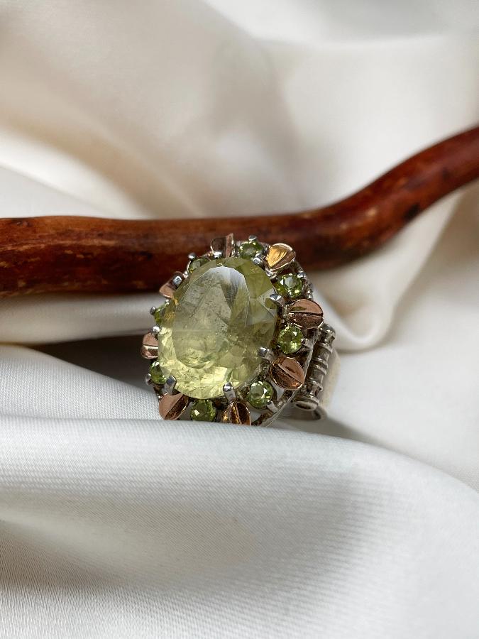 купить Кольцо из серебра с цитрином,17,5 размер , фото 3