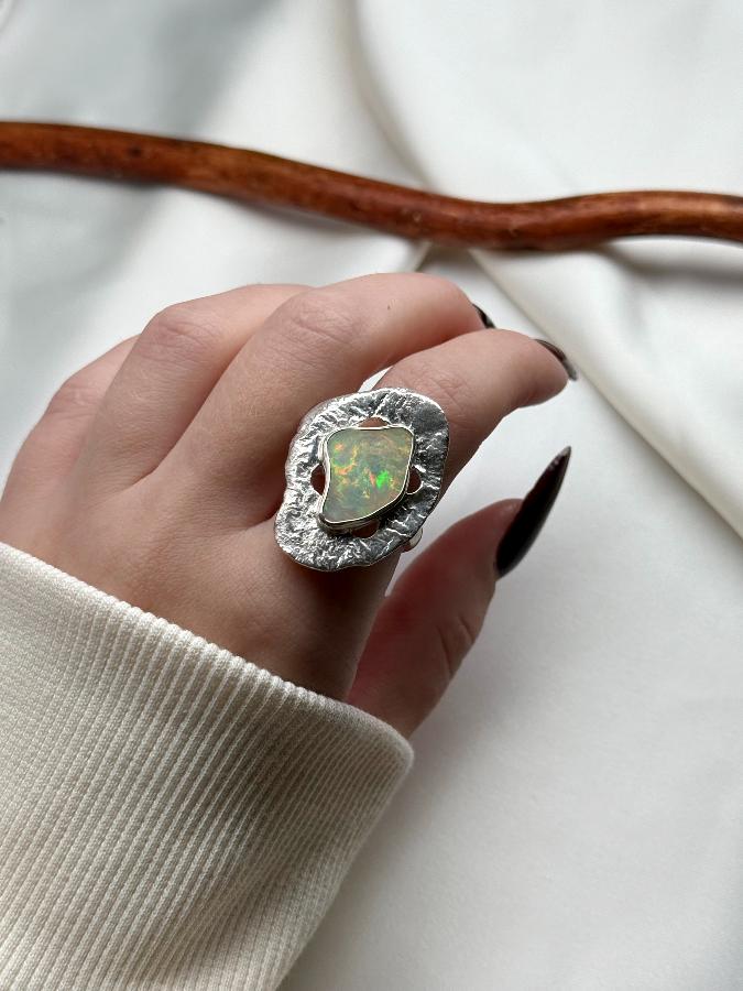 купить Кольцо из серебра с благородным опалом,16,5 размер , фото 4