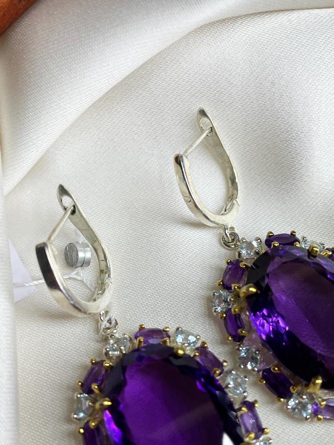 купить Серьги из серебра с аметистом и топазом , фото 4