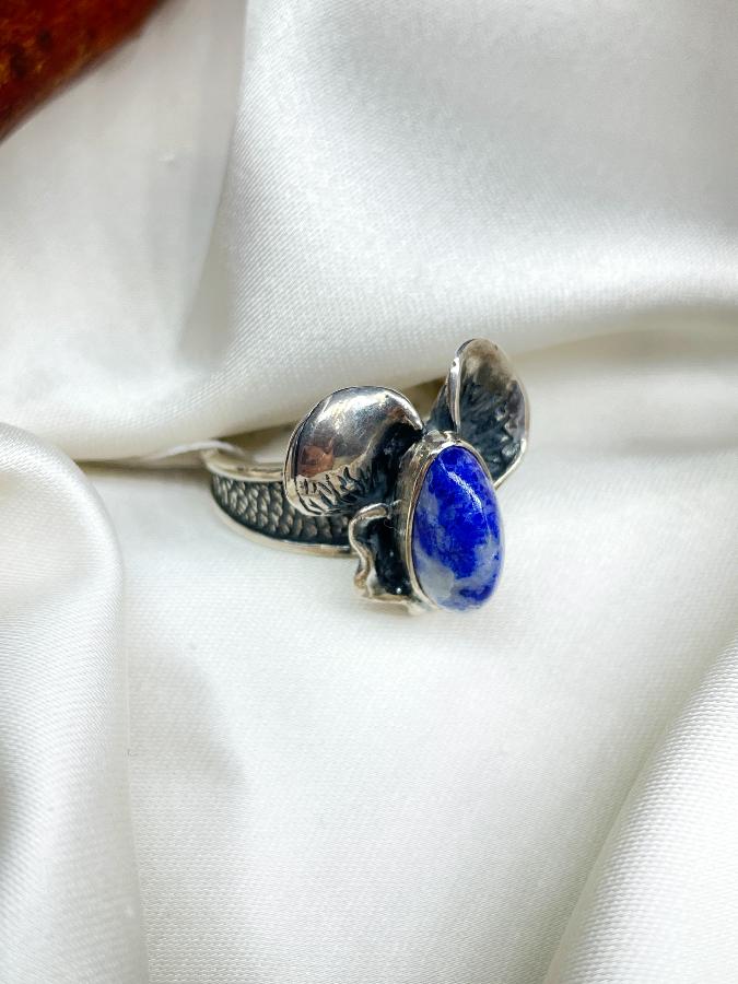 Кольцо из серебра с лазуритом,16 размер U-965, фото 3