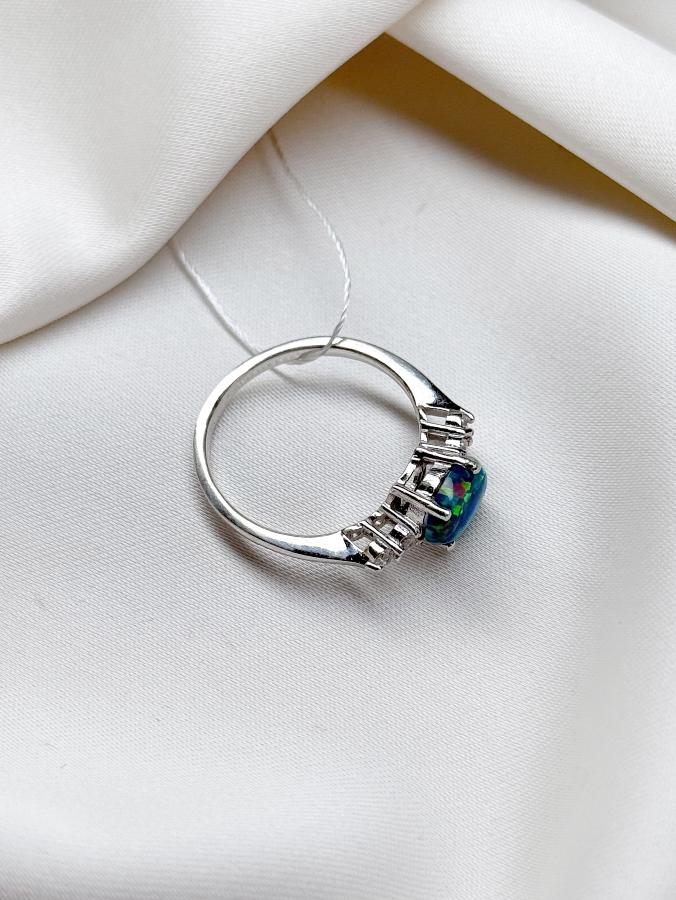 купить Кольцо из серебра с опалом (искусственный), 17,5 размер , фото 4