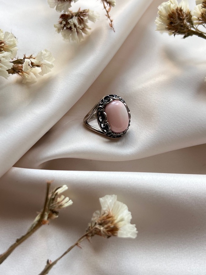 Кольцо из серебра с розовым кораллом, 17 размер 557980, фото 2
