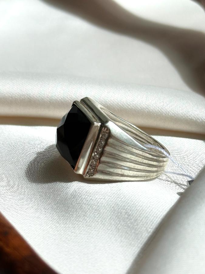 купить Кольцо-печатка из серебра с агатом,18 размер , фото 3