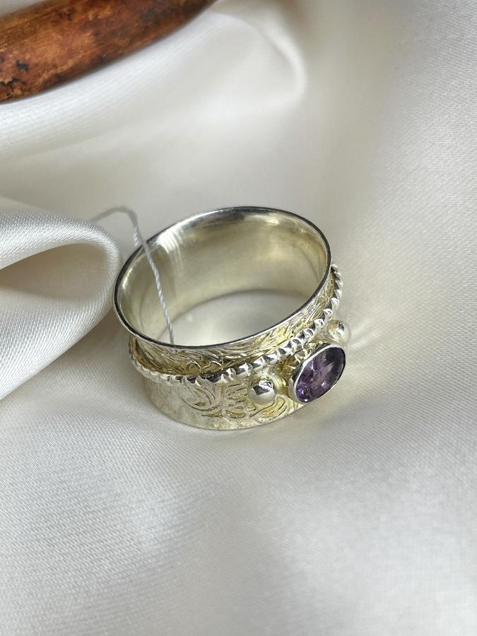 купить Кольцо из серебра с аметистом,20 размер , фото 4