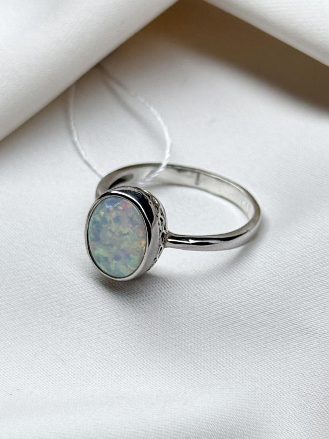 купить Кольцо из серебра с опалом (искусственный), 18 размер , фото 1