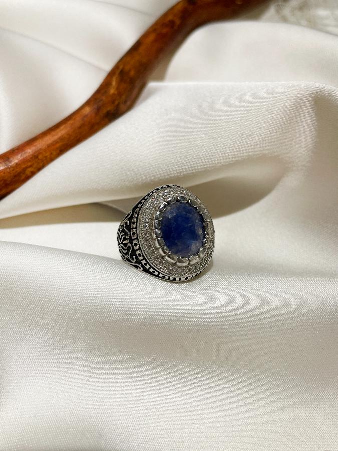 купить Кольцо из серебра с сапфиром (синий корунд),18 размер , фото 5