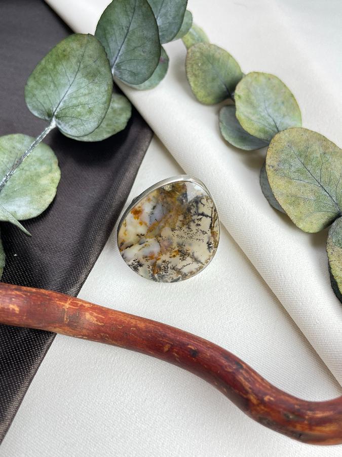 купить Кольцо с моховым агатом, 18,5 размер  , фото 3