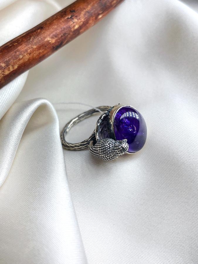 Кольцо из серебра с аметистом, 17 размер  U-1820, фото 3