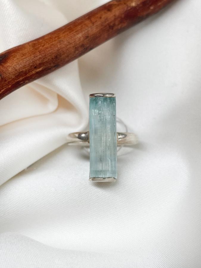 купить Кольцо из серебра с аквамарином,16 размер  , фото 4