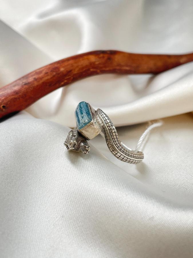 купить Кольцо из серебра с аквамарином,18 размер  , фото 4