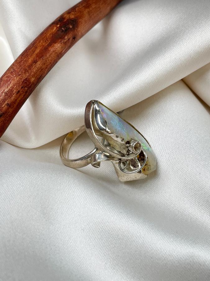 купить Кольцо из серебра с благородным опалом,16 размер , фото 4