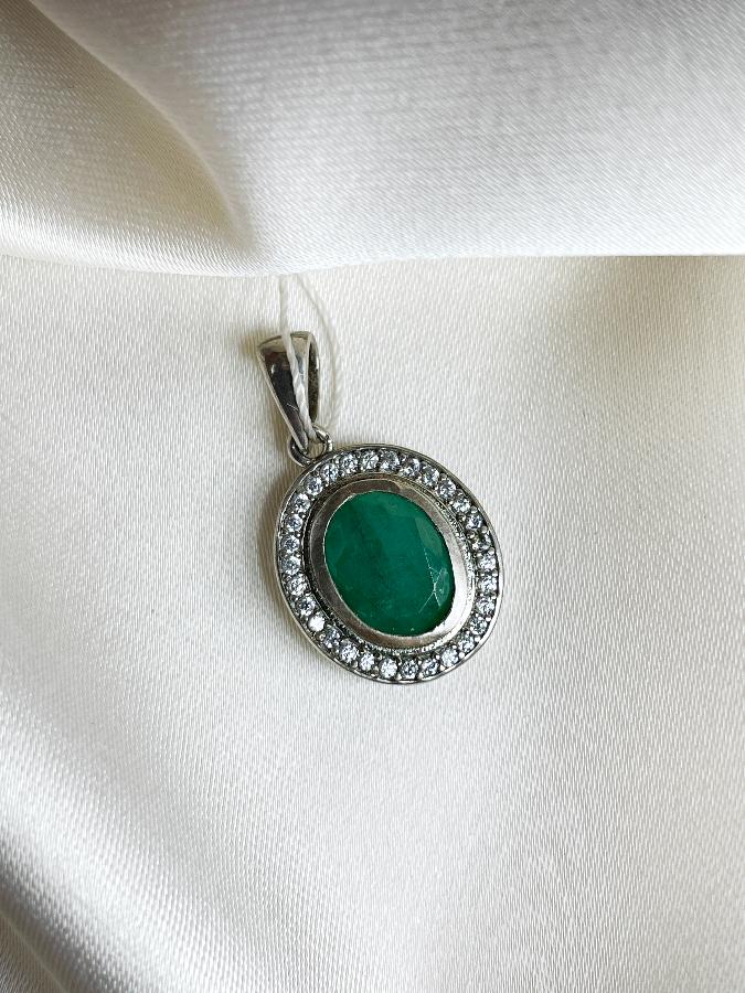 купить Кулон из серебра с изумрудом (зеленый берилл)  , фото 3