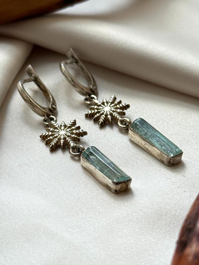 купить Серьги из серебра с аквамарином  , фото 2