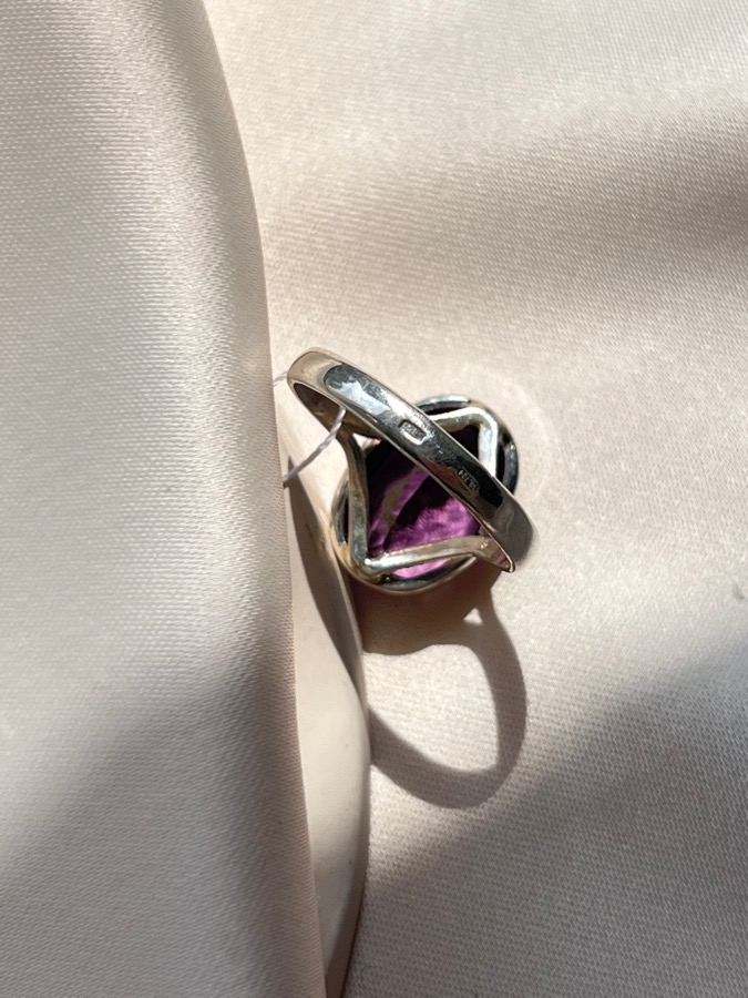 Кольцо из серебра с аметистом в огранке, 18,5 размер U-2278, фото 4