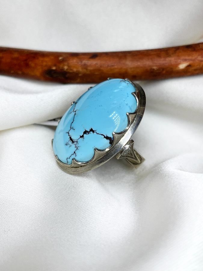 купить Кольцо из серебра с бирюзой, 18 размера , фото 2