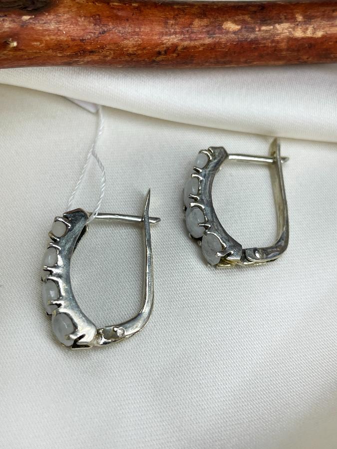 купить Серьги из серебра с лунным камнем  , фото 2