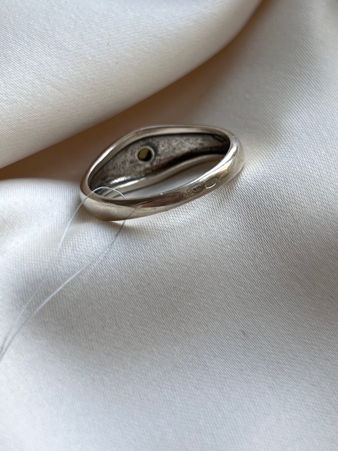 Кольцо из серебра с хризолитом в огранке, 19,5 размер 588959, фото 4