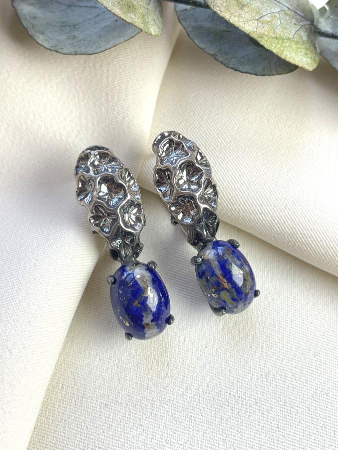 Серьги из серебра с лазуритом  SER-0554, фото 1