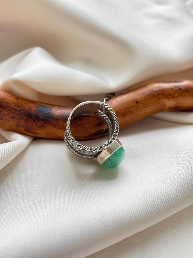 купить Кольцо из серебра с хризопразом  , фото 3
