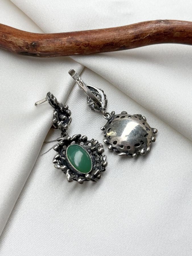 Серьги из серебра с хризопразом  U-246, фото 5