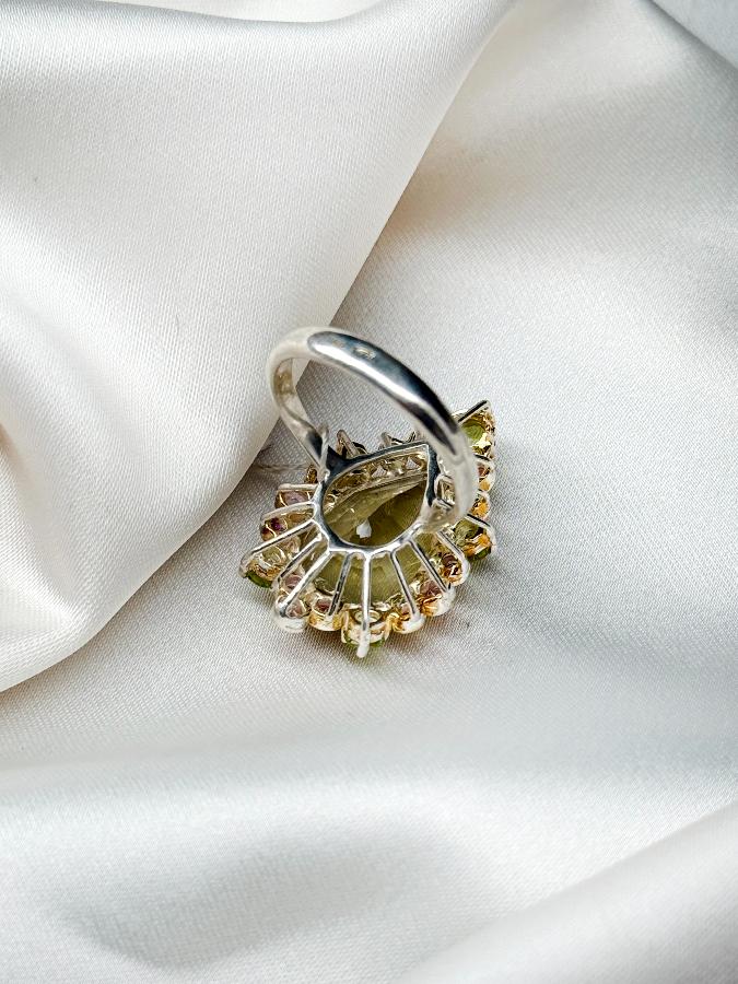 купить Кольцо из серебра с цитрином и турмалином,18,5 размер , фото 4