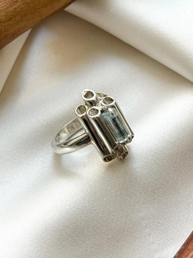 купить Кольцо из серебра с аквамарином,16 размер  , фото 1