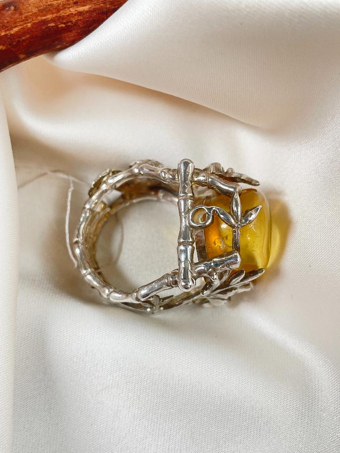 купить Кольцо из серебра с янтарем, 19 размер , фото 5