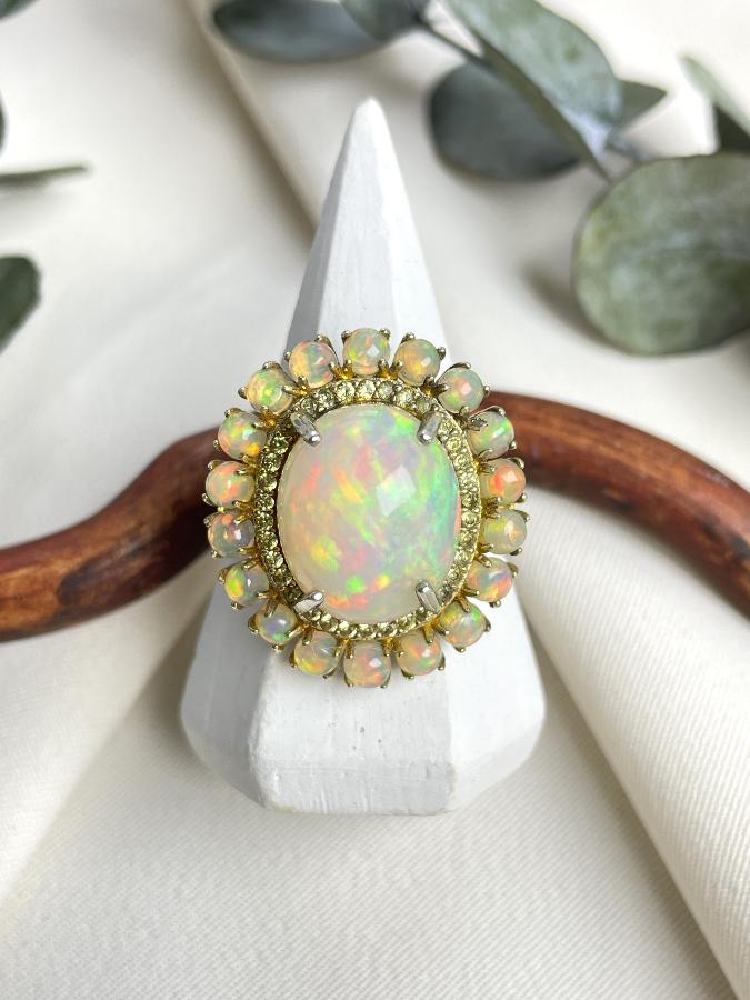 купить Кольцо из серебра с благородным опалом, 18,0 размер  , фото 1