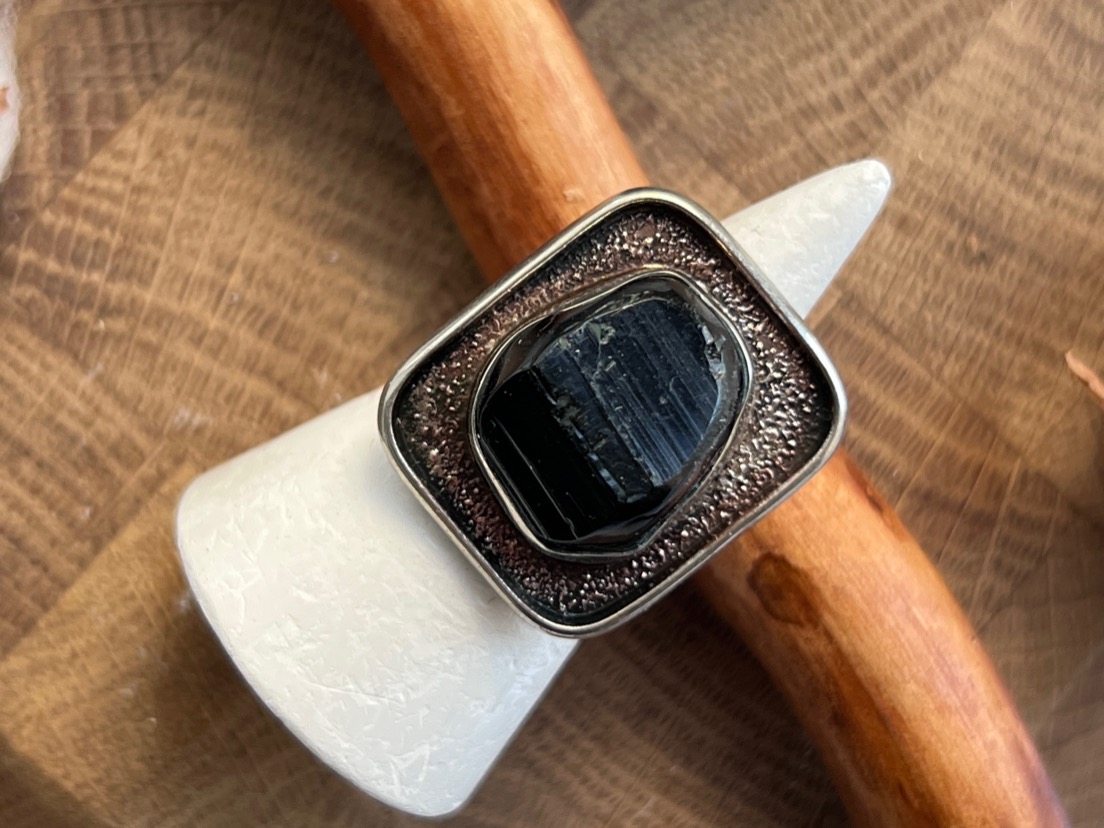 Кольцо с шерлом (чёрный турмалин), 18 размер KL-0984, фото 3