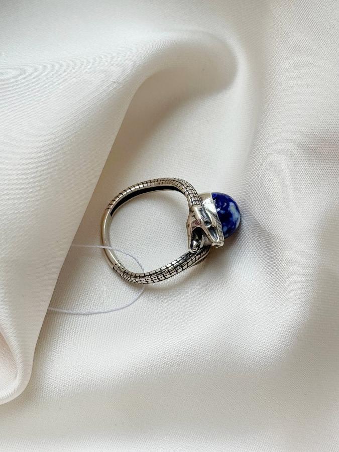 купить Кольцо из серебра с лазуритом, 18 размер  , фото 4