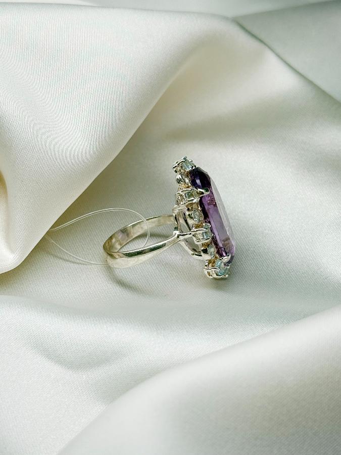 купить Кольцо из серебра с аметистом и топазом,19 размер  , фото 3