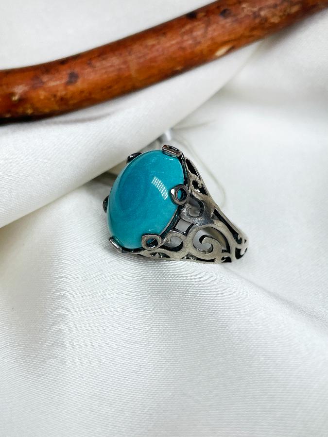 купить Кольцо из серебра с хризоколлой,17,5 размер  , фото 2